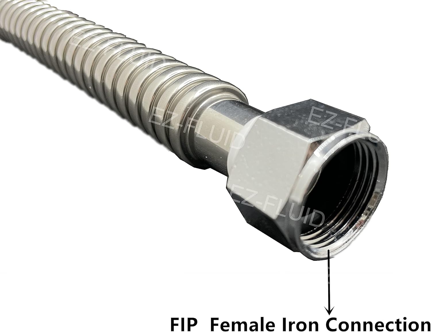 EZ-Fluid 24-Inch,1-Inch FIP x 1-Inch FIP Corrugated Flexible Stainless Steel Water Heater Connector Full-Port For Female Iron W