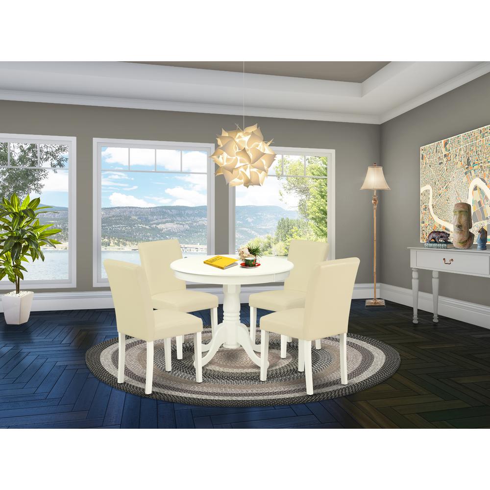 East West Furniture Dining Room Set Linen White, ANAB5-LWH-64