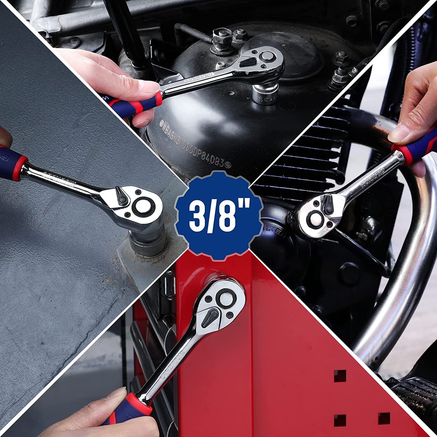 GCP Products 3/8 Drive Ratchet Wrench Quick-Release 72-Tooth 3/8 Drive Ratchet Handle
