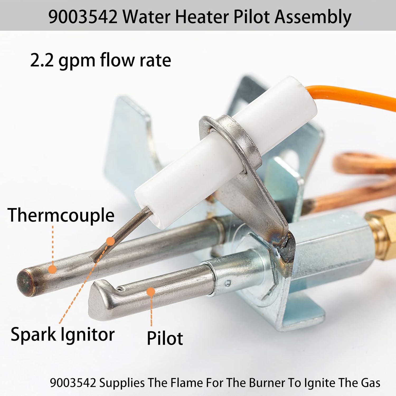 Saiyugty 9003542 Water Heater Pilot Assembly NAT Gas Burner Assembly Replace 100109295 9003542005 18324190&a;#194;&a;#160;9003530 Co