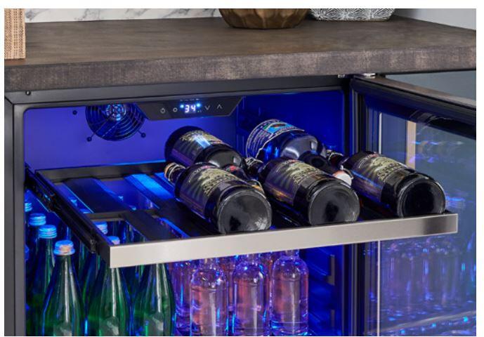 Zephyr PRB24C01AG-ADA 24 inch Presrv Beverage Center|5.11 cu. ft. Capacity|3 Color LED Lighting|Glass Door|in Stainless Steel