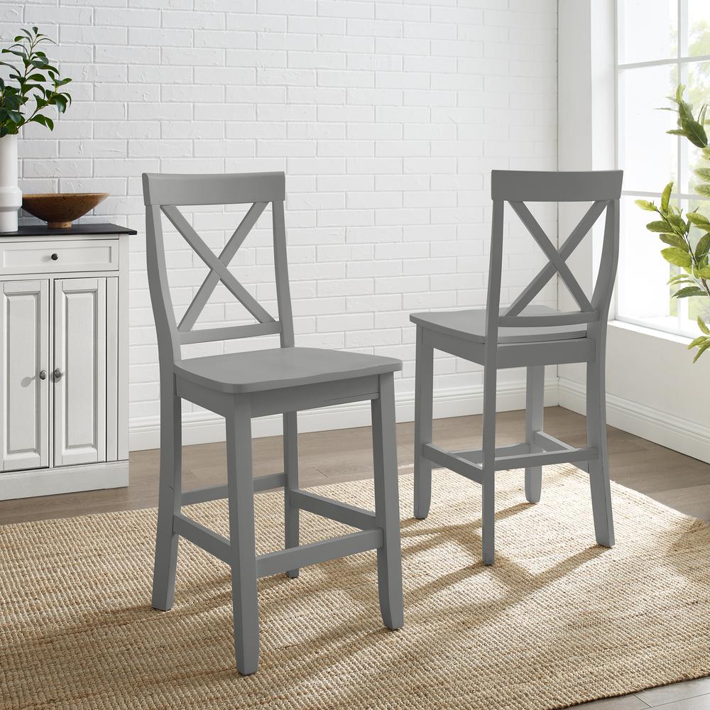 Crosley X-Back 2Pc Counter Stool Set Gray - 2 Stools