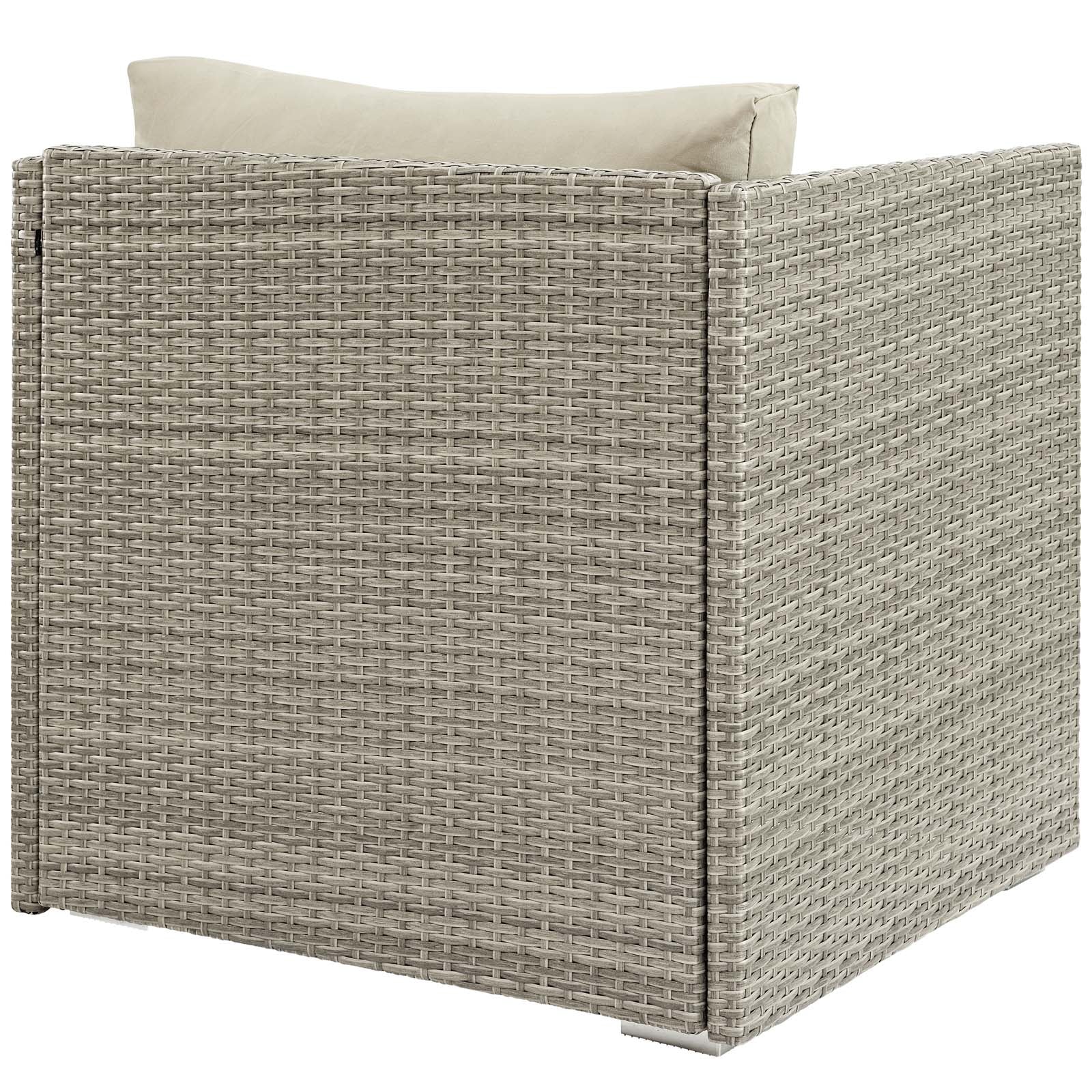 LexMod Repose Outdoor Patio Armless Chair in Light Gray Beige