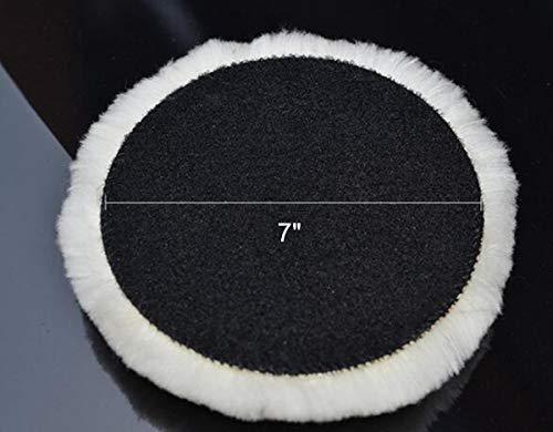 inzoey wool polishing pad 7 inches soft sheepskin buffing pads with hook and loop back wool cutting pad for car, furniture, g