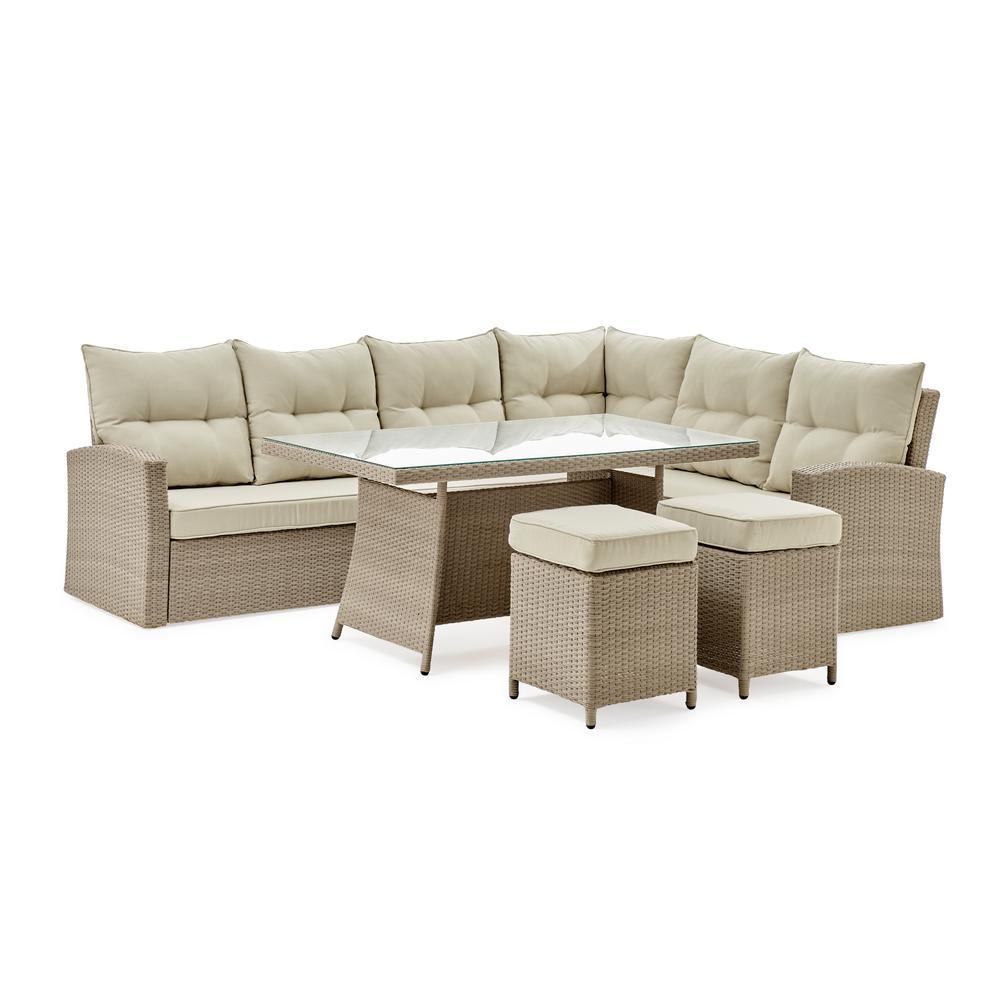 Bolton Furniture Canaan All-Weather Wicker Outdoor Deep-Seat Dining Sectional Set with Sofa, Loveseat, 26