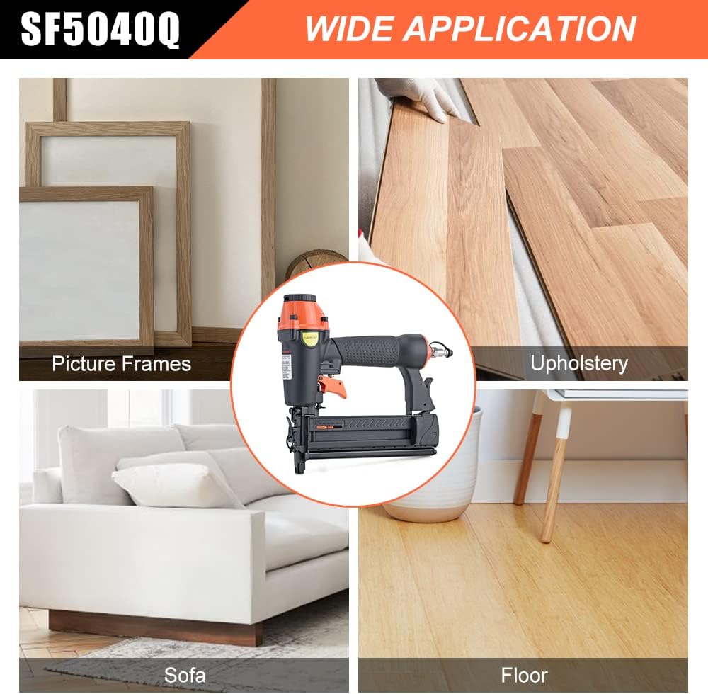 DOTOOL 18 Gauge Pneumatic Brad Nailer 2-in-1 Nail Accepts 5/8 to 2 Inch Brad Nails and 5/8 to 1-5/8 Inch Crown Staples Tool-Free Air-p