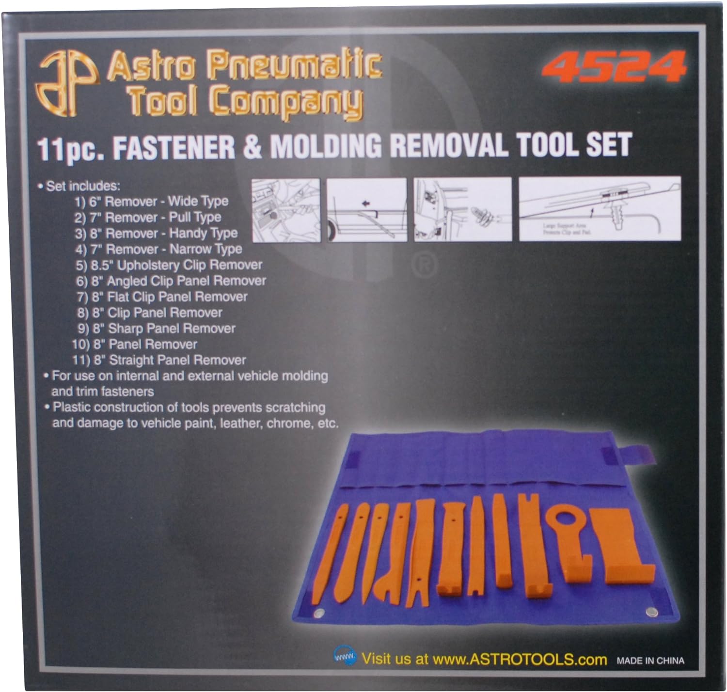 Drake Off Road 4524 11-Piece Auto Fastener &a; Molding Removal Tool Set