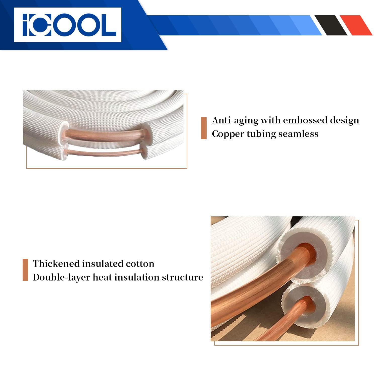 icool 16 ft. mini split line set, 1/4