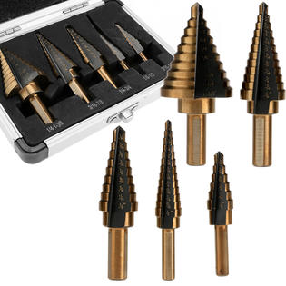 BESTBUY New 5PCS Step Drill Bit Set 50 Sizes HSS COBALT Multiple Hole Step Drill Bit Set Mechanic Tool Set Accessory Kit