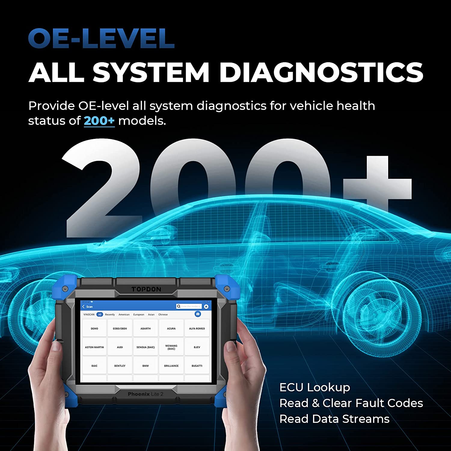 Topdon OBD2 Scanner, TOPDON Phoenix Lite 2 Car Diagnostic Scan Tool, Bi-Directional Control, ECU Coding  28+ Reset Functions