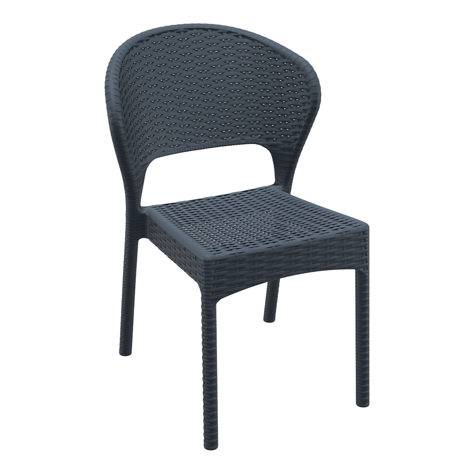 Luxury Commercial Living 5 Piece Gray Outdoor Patio Square Dining Set with Side Chairs 32