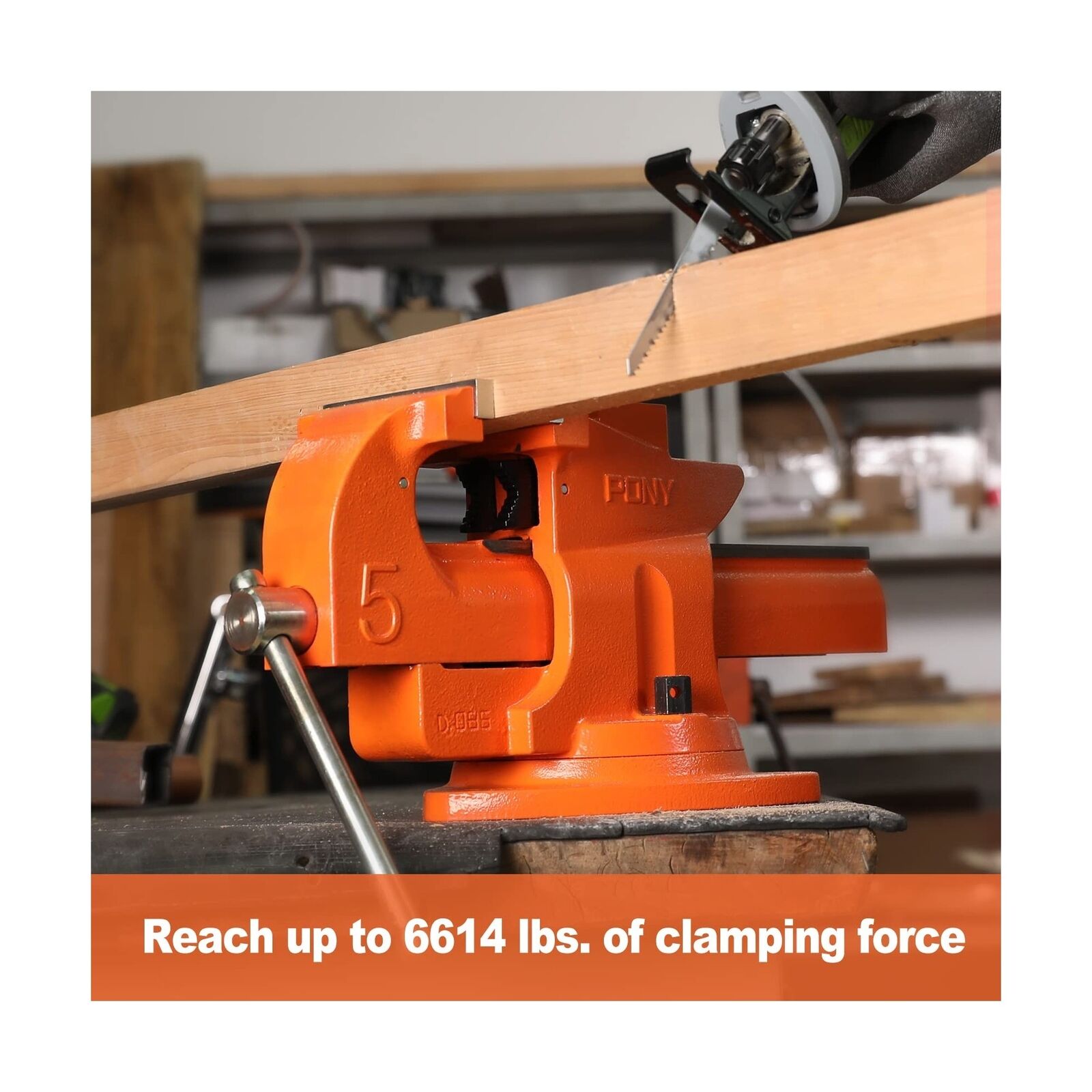 GCP Products Heavy Duty Bench Vise, 5-Inch Jaw Width 7-Inch Jaw Opening, 360-Degree S...