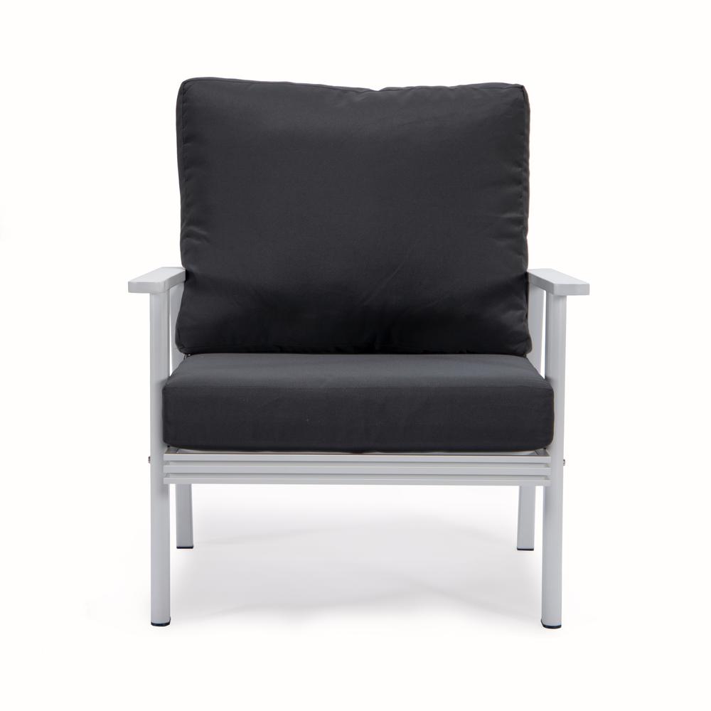 Leisuremod 3-Piece Outdoor Patio Set with White Aluminum Frame and Loveseat and Armchairs