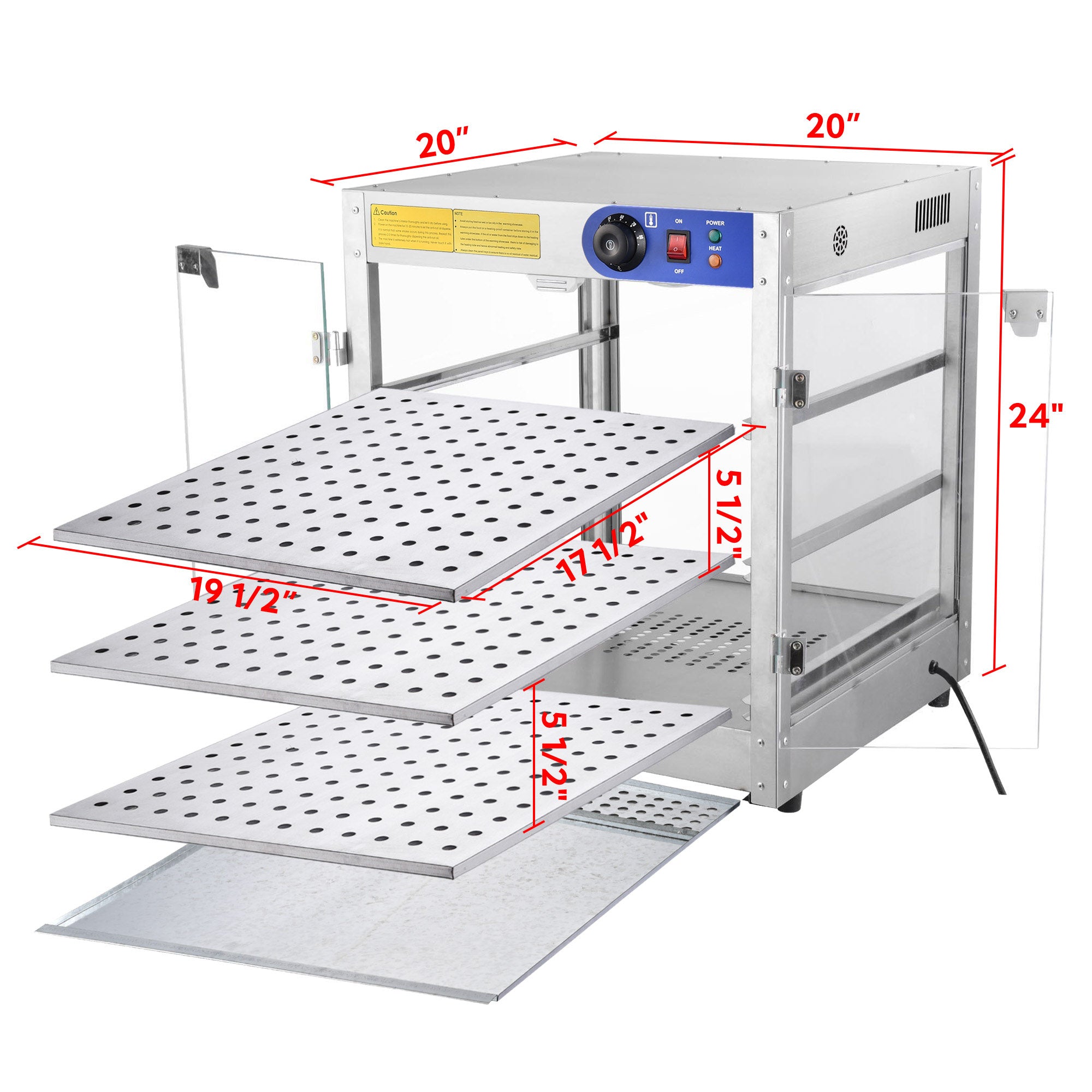 Yescom 3 Tier Countertop Food Warmer Commercial Pastry Catering Display Case 110V