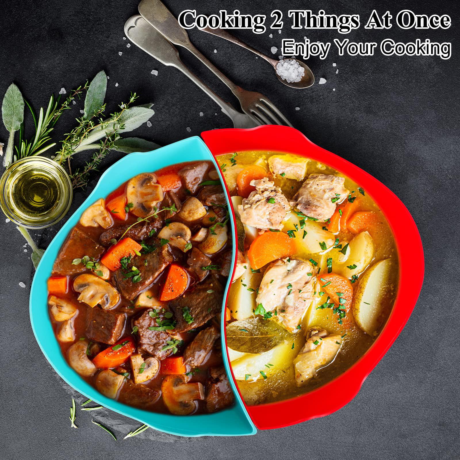 Easyjoy 6 quart oval slow cooker liners compatible for crock pot 6 qt, easyjoy for crock pot , reusable silicone divider insert, dish