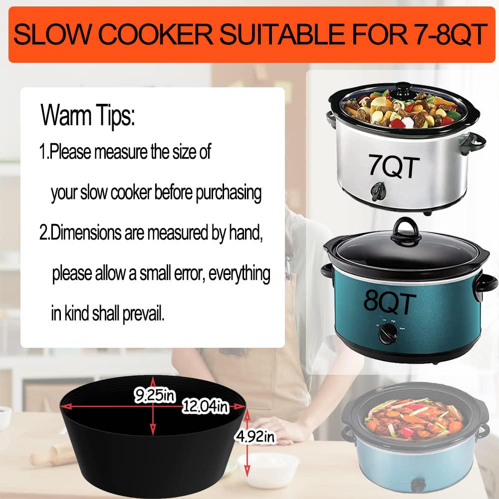yf-tow slow cooker liners, silicone slow cooker liner fit 7-8 quart oval slow cooker, resistant to 464f, reusable, leak-proof