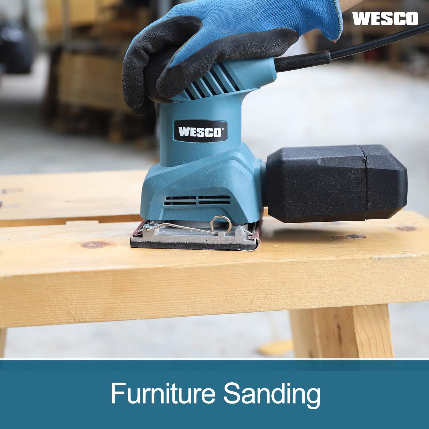 WESCO Palm Sander Tool, 2.0 Amp 1/4 Sheet Palm Sanders for Woodworking, 12,000 OPM Electric Sander Sander with Dust Collector, Punch