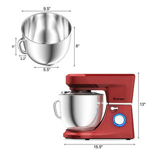 Gymax Tilt-Head Stand Mixer 7.5-Quart 660W 6-Speed Electric Stainless Steel Bowl Red