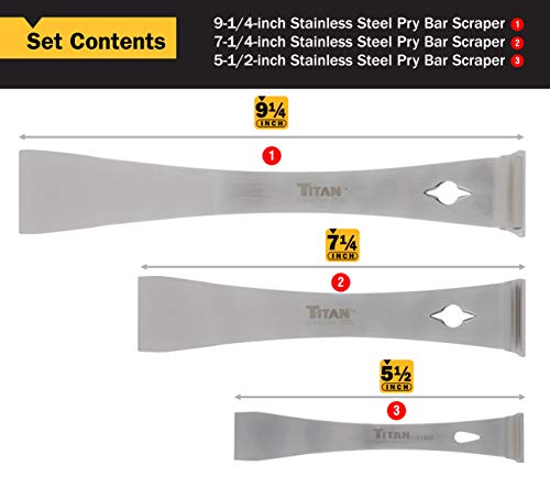Titan Tools Titan 17007 3-Piece Stainless Steel Pry Bar Scraper Set