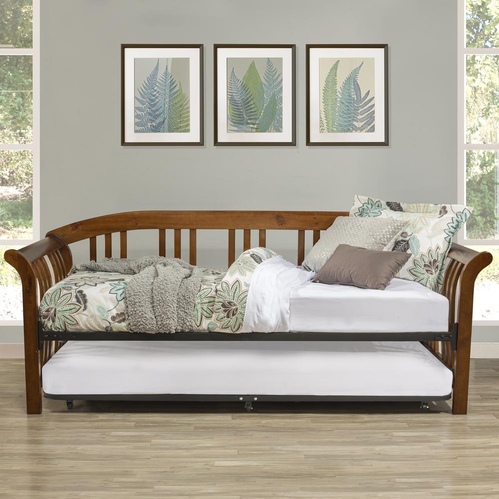 Hillsdale Furniture Dorchester Wood Daybed with Twin Roll Out Trundle, Walnut