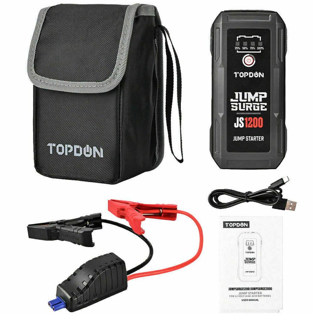 Topdon Jump Starter Car Battery Charger TOPDON JUMPSURGE1200 12V Lithium Battery Booster, Jump Start Up to 6.5L Gas, 4.0L Diesel