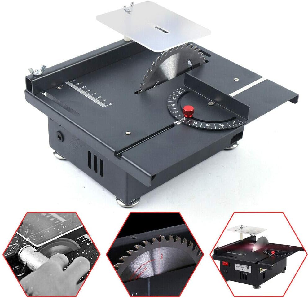 loyalheartdy Table Saw Mini Precision Table Saws Crafts Woodworking Lathe Polishing Bench Portable Tabletop Saw Engraving Grinding High-Powe