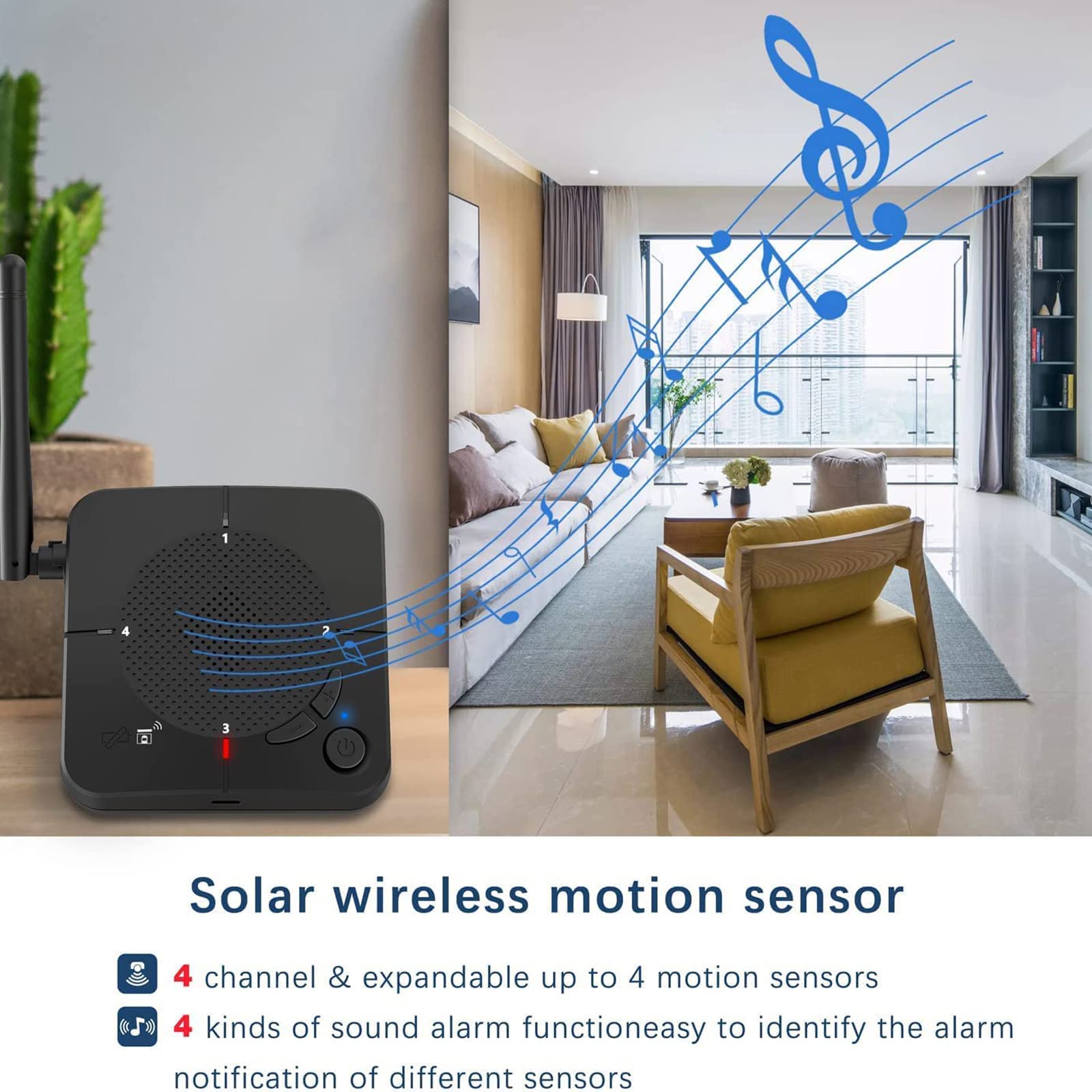 CAMCAMP 1/2 Mile Long Range Solar Wireless Driveway Alarm Outdoor Weather Resistant Driveway Sensor &a; Motion Detector Security A