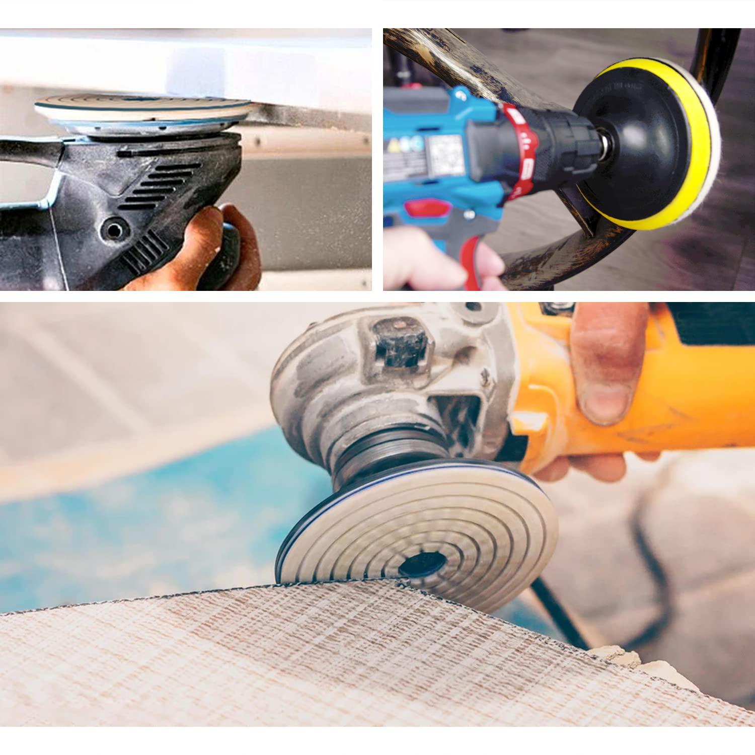 WORKEASE diamond polishing pads 5 inch with 5/8-11 hook &a; loop backing pads, 10pcs wet/dry concrete polish tools kit for drill, grinde