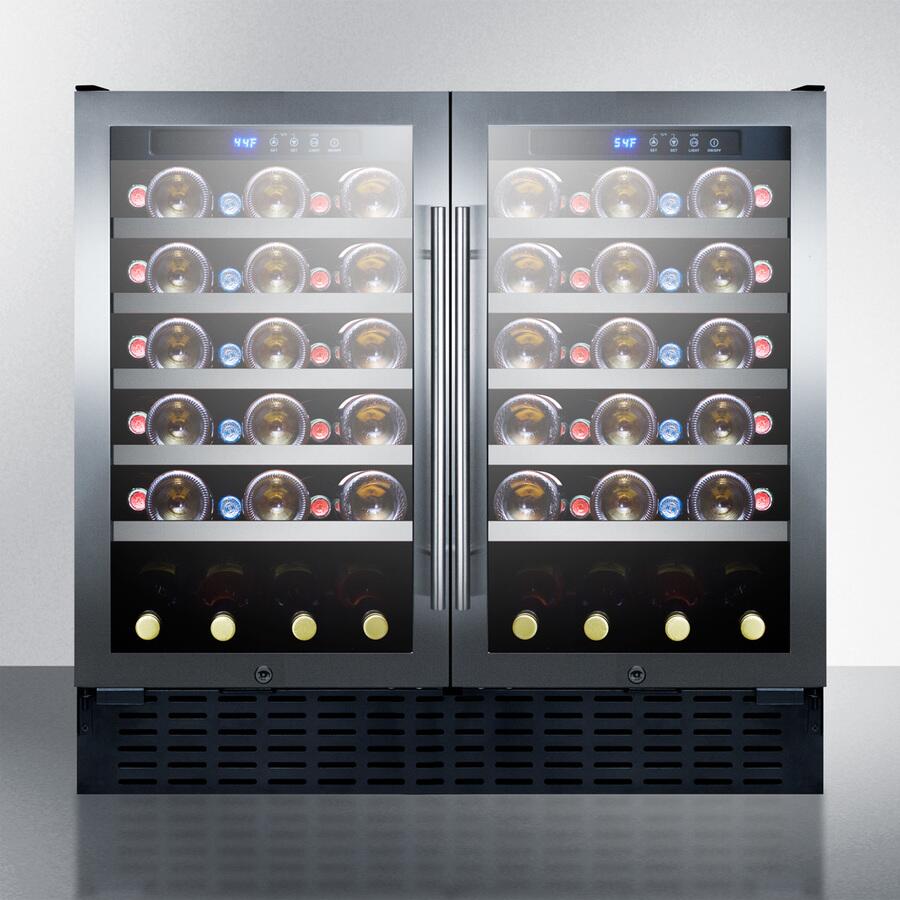Summit SWC3668 36 Undercounter Dual Zone Wine Cooler with 68 Bottle Capacity  LED Lighting  Digital Thermostat  Factory Installe