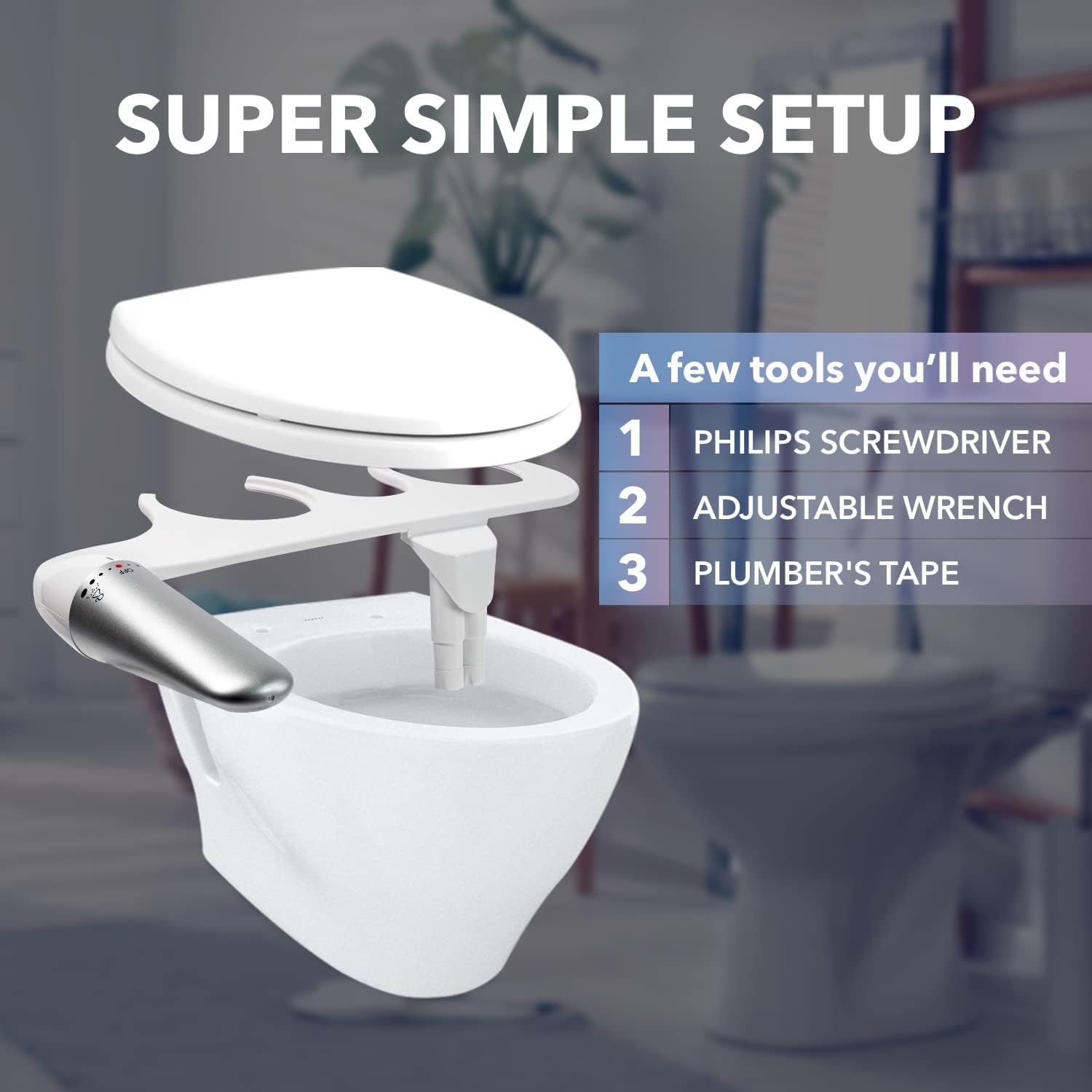 Blaux Cleanse Bidet Attachment - Non Electric Bidet Attachment for Toilet | Adjustable Bathroom Bidet with 4 Pressure Options | Front