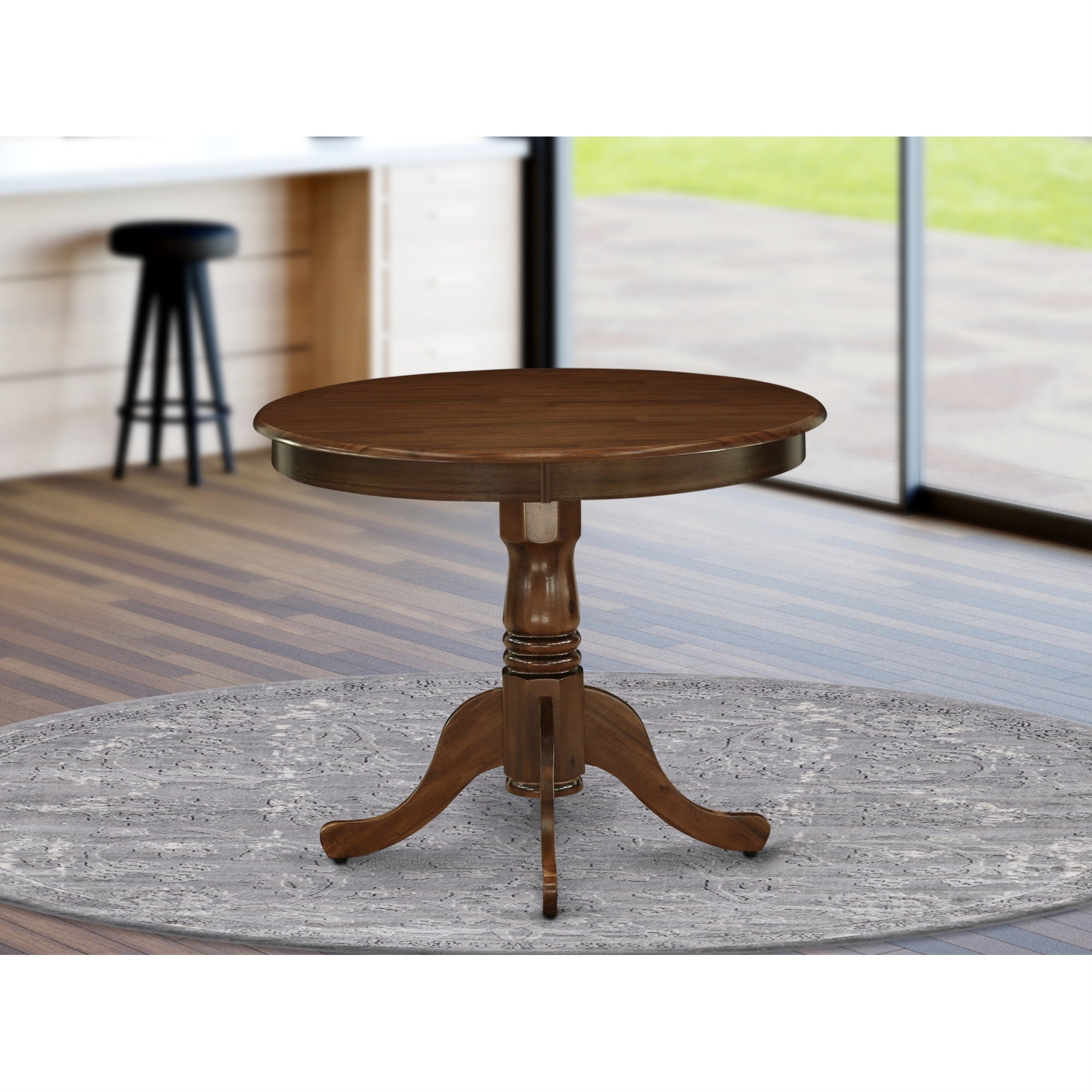 East West Furniture ANT-AWA-TP Antique Dining Table Made of Rubber Wood, 36 Inch Round, Walnut Finish