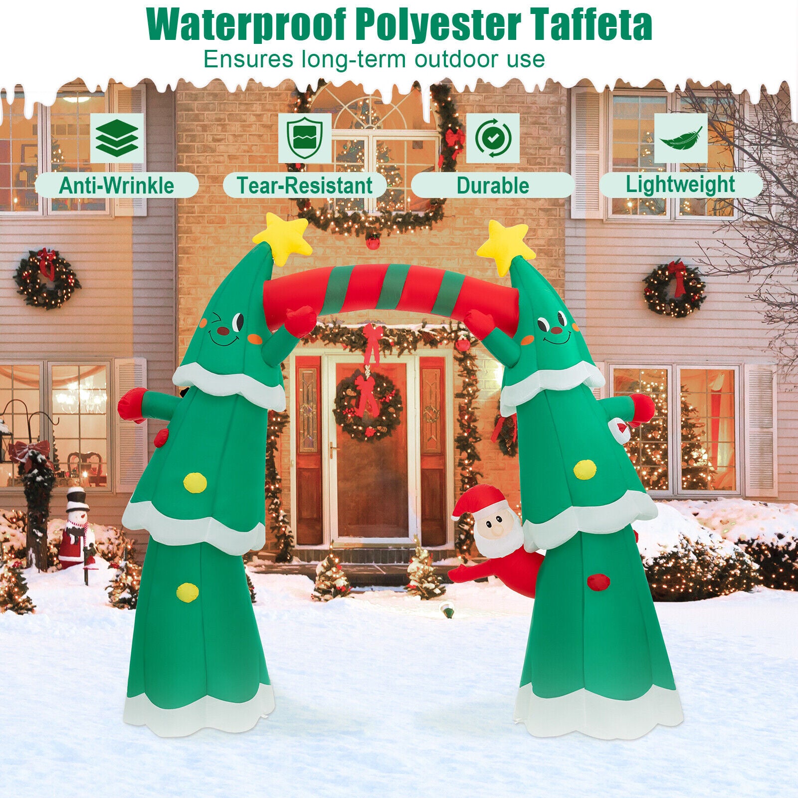 Great Choice Products 11&s; Inflatable Christmas Tree Arch Party Decoration W/ Santa Claus Led Lights