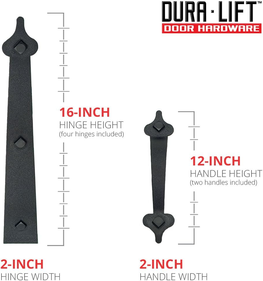 DURA-LIFT Ultra-Life Magnetic Decorative Carriage-Style Garage Door Accent Trim Hardware, (Four 16