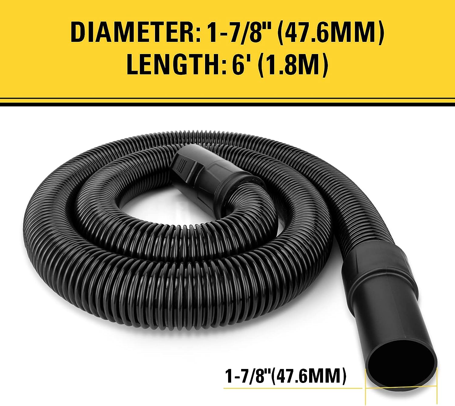Stanley 19-1100 Wet and Dry Vacuum Extension Hose, 1-7/8 inch, 6 Feet, Fit for  6-18 Gallon Wet/Dry Vacuum Cleaners, Compatible with SL
