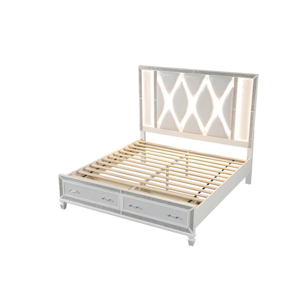Galaxy Home Furnishings  CrystalBedroom Set Made with Wood in Mirror Accent  LED Headboard