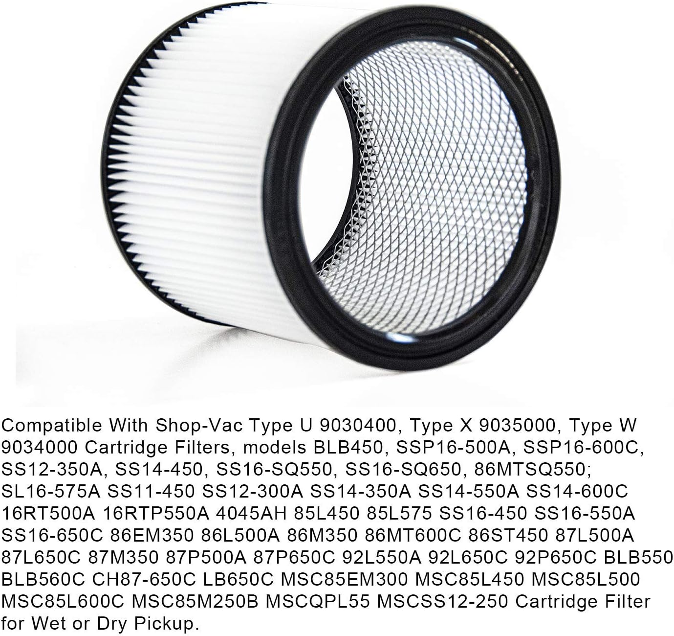 Hiwin Replacement 90304 90350 90333 Cartridge Filter Compatible with Shop-Vac 5 Gallon Up Wet/Dry Vacuum Cleaners