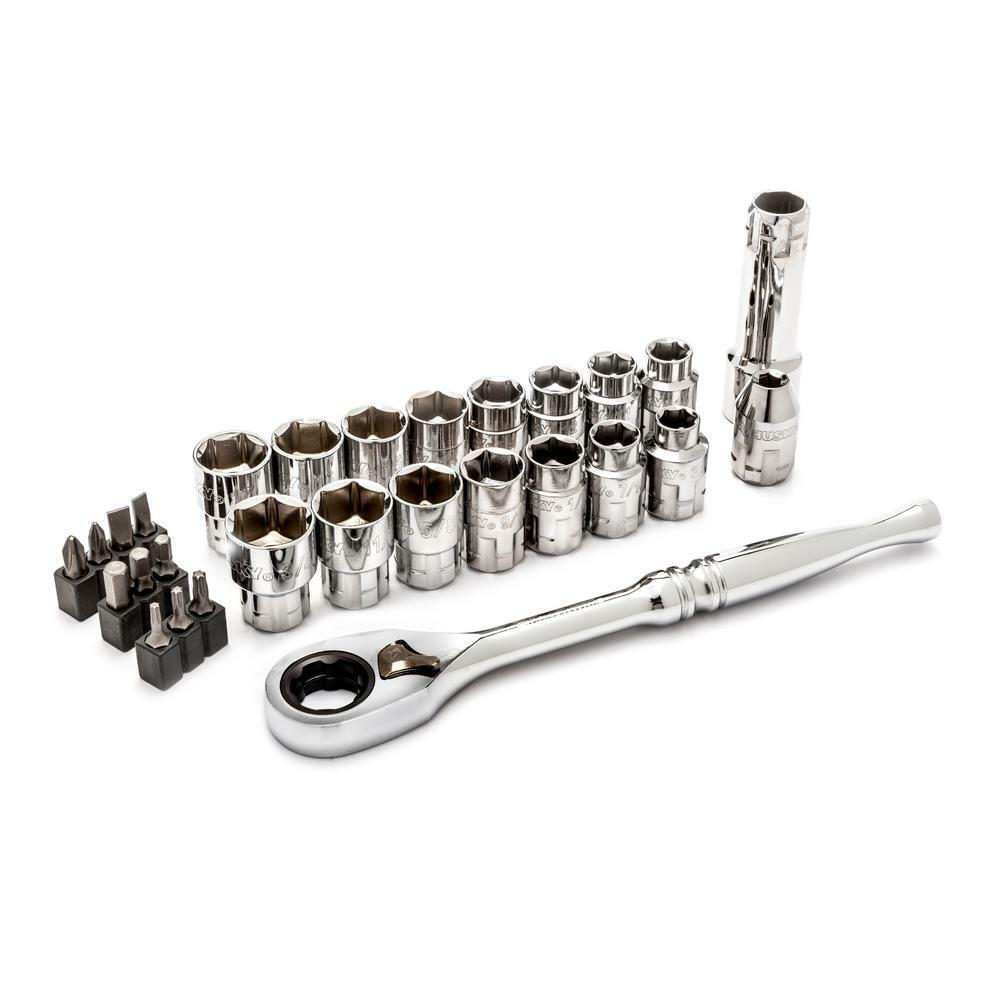 Great Choice Products 3/8 In. Drive 6-Point Pass-Thru Ratchet And Socket Set (28-Piece)