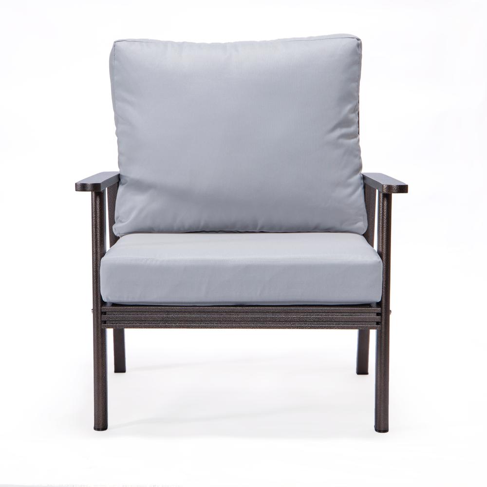 Leisuremod 3-Piece Outdoor Patio Set with Brown Aluminum Frame and Loveseat and Armchairs