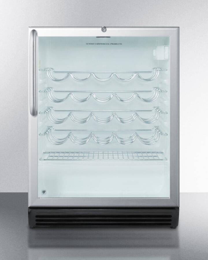 Summit Appliance SWC6GBL 1.3V One Section Wine Cooler with Glass Door - Black