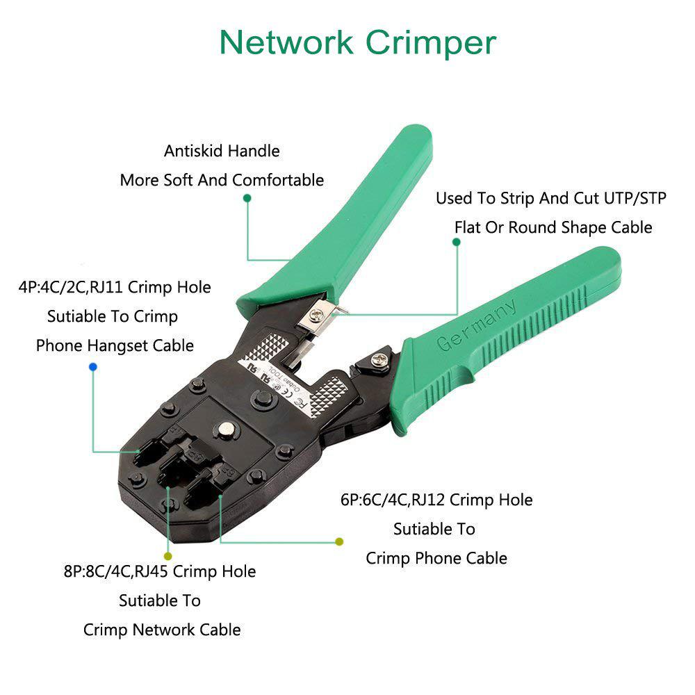 hiija network tool kit professional network maintenance lan cable tester, rj45 crimper 9 in 1 repair tools rj45 crimp tool, 8