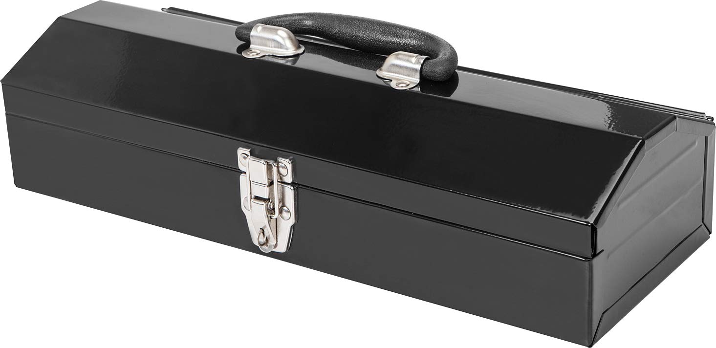 Torin ATB102B 16 Hip Roof Style Portable Steel Tool Box with Metal Latch closure, Black