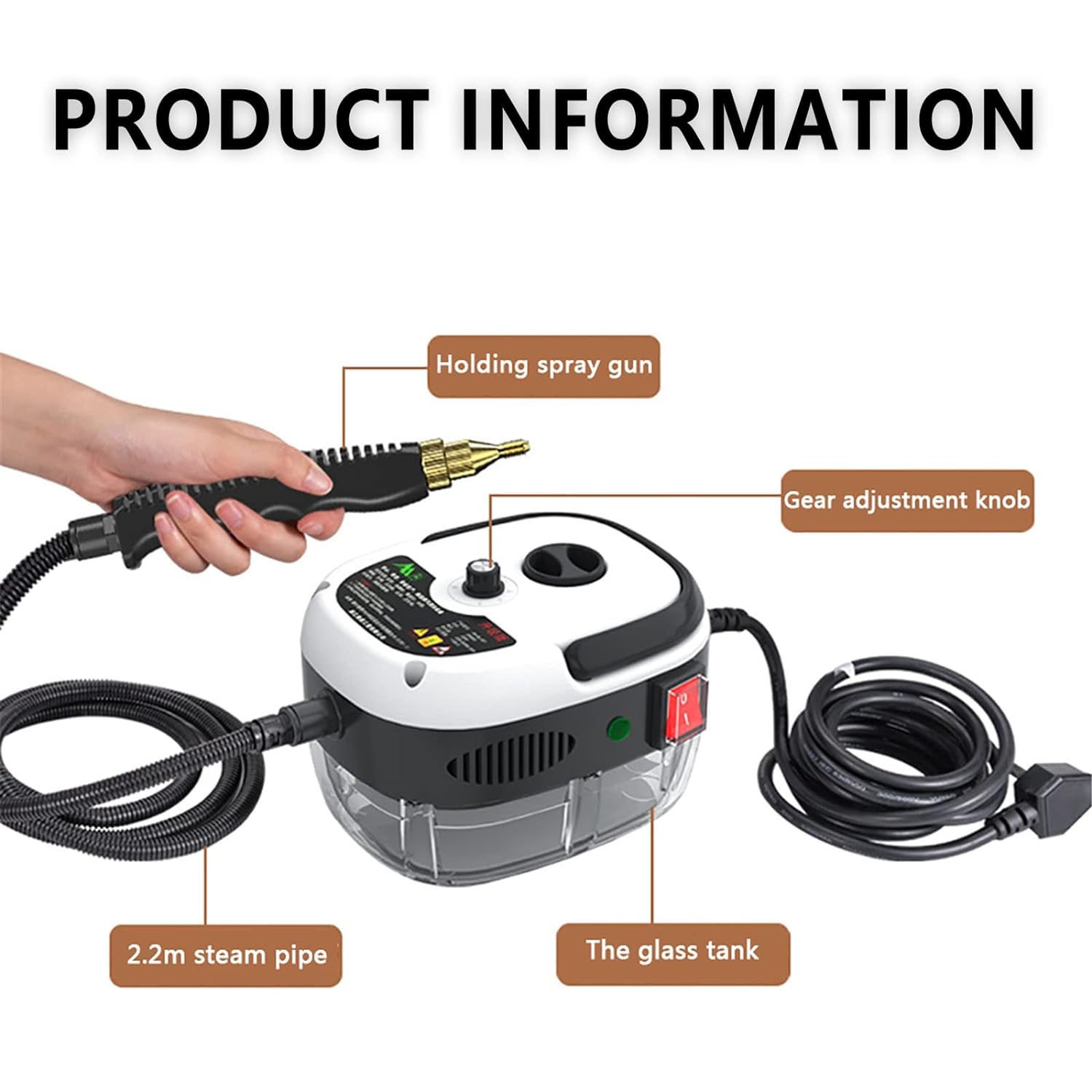 TKM Home Handheld Pressurized Steam Cleaner,2500W Handheld High Temp Portable Cleaning Machine, Cleaning For Couch, Auto, Flo…