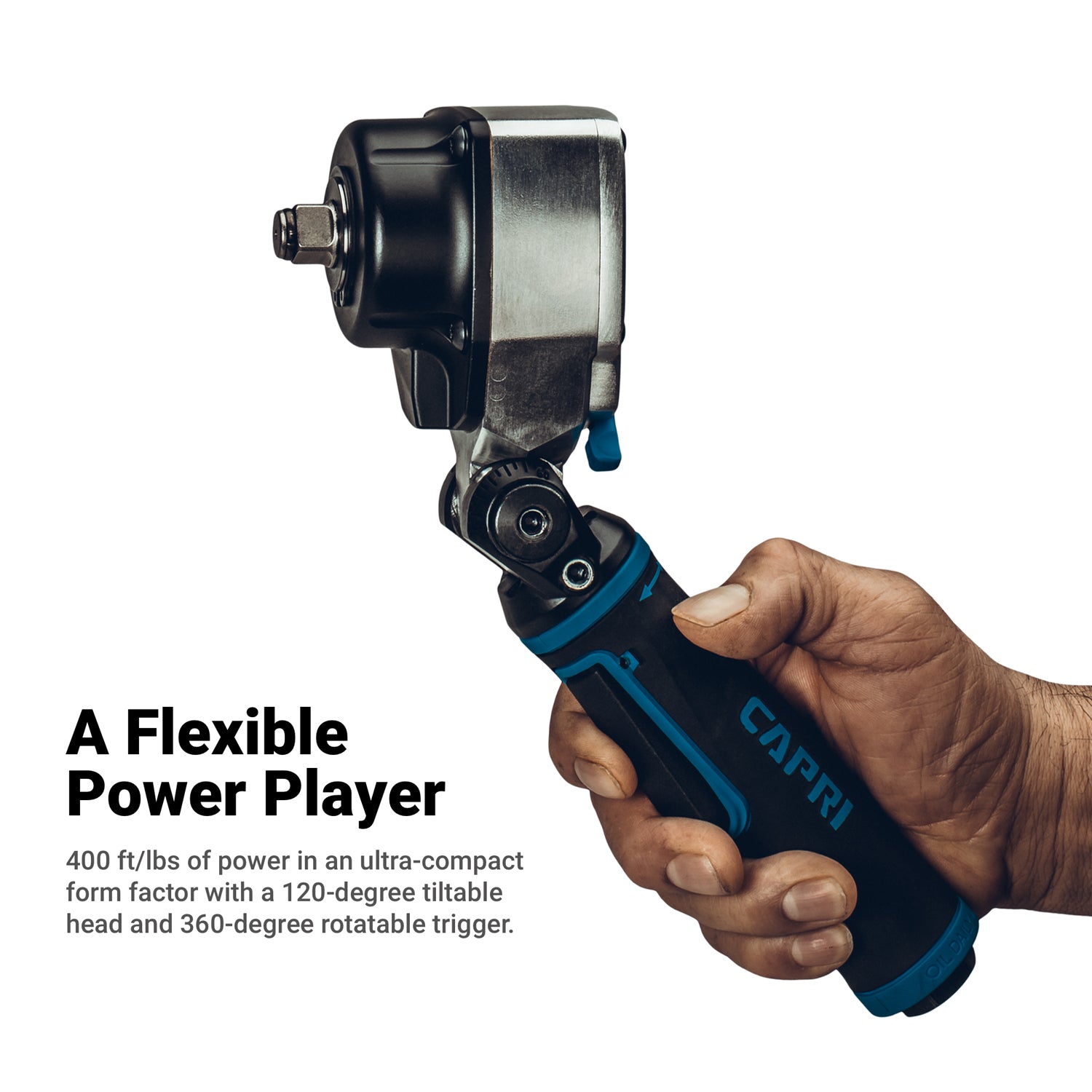 Capri Tools 3/8 in. Flex-Head Air Angle Impact Wrench, 220 ft. lbs.