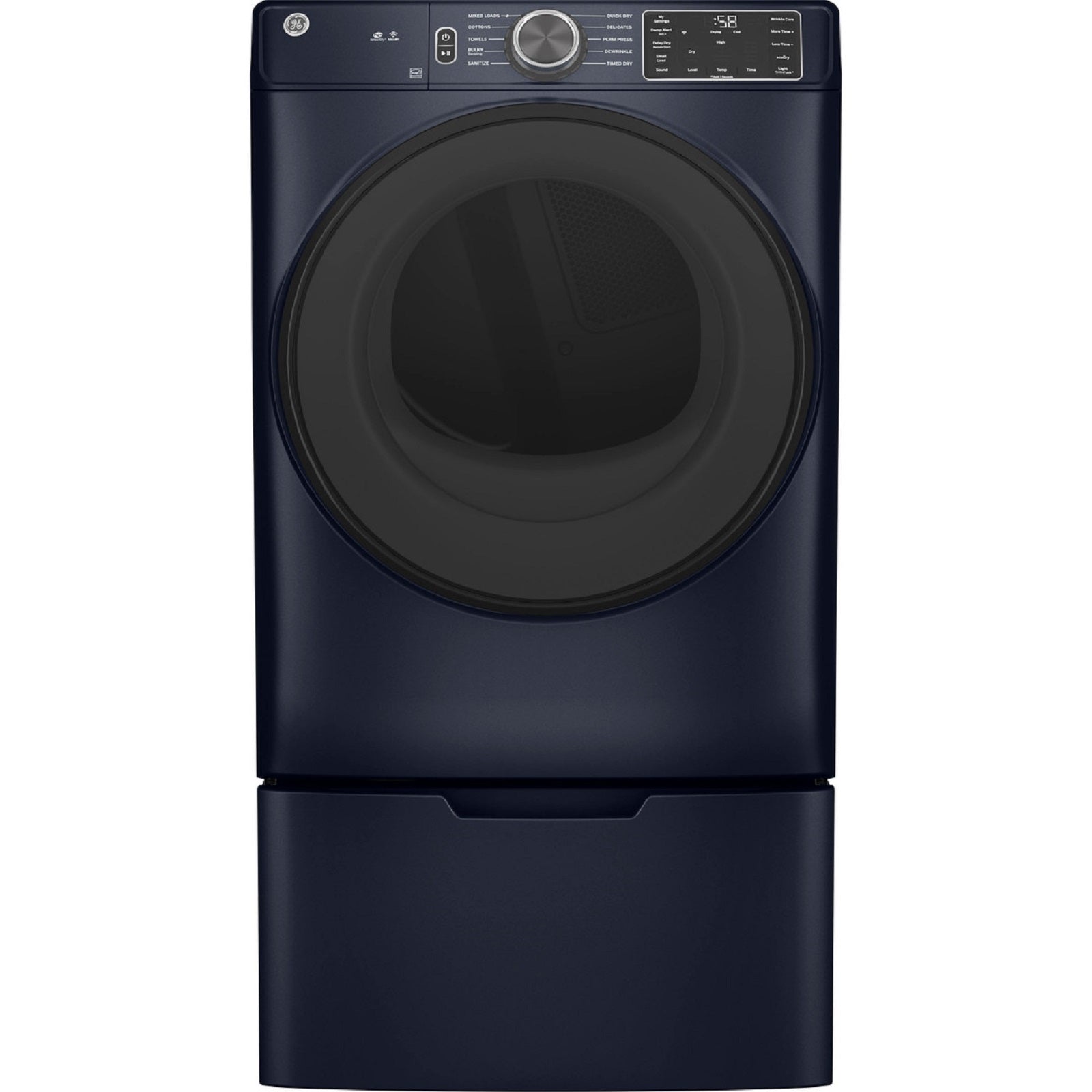 GE Appliances GFD55ESPRRS 7.8 cu. ft. Capacity Smart Front Load Electric Dryer with Sanitize Cycle - Sapphire Blue