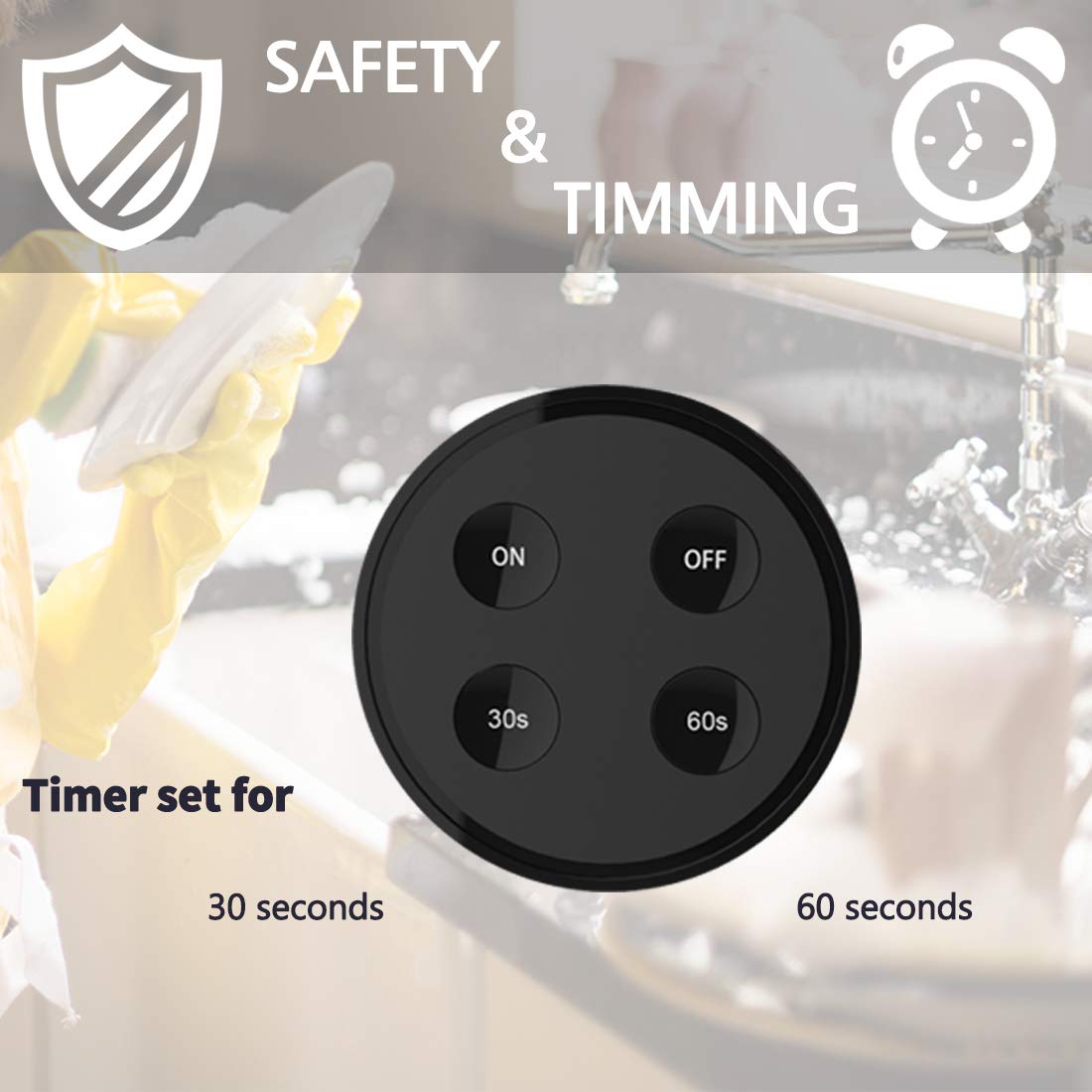 Generic didikit Garbage Disposal Wireless Switch Kit, Remote Control Outlet with Timer Switch, Sink Top Waste Disposal On/Off Switch Bu