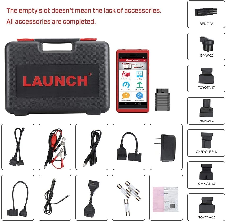 LAUNCH X431 Pros Mini 3.0 Car Diagnostic Scan Tool Full System Bi-Directional Scanner 31+ Reset Functions, Key Programming