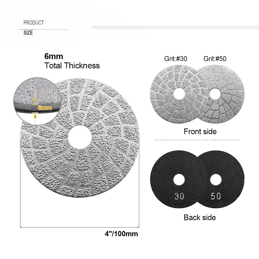 shdiatool 4 inch diamond grinding pads for concrete granite marble stone set of 2 pieces dry wet polishing shaping beveling s