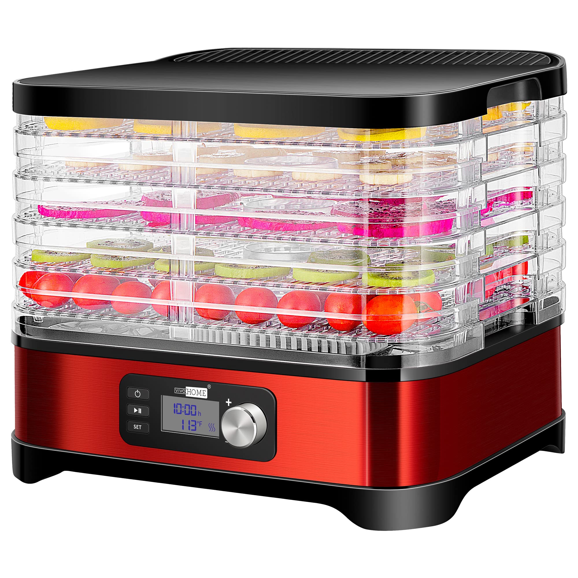 Vivohome Electric 400W 5 Trays Food Dehydrator Machine With Digital Timer And Temperature Control For Fruit Vegetable Meat Beef