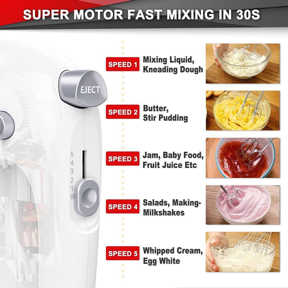 lord eagle hand mixer electric, 400w power handheld mixer for baking cake egg cream food beater, turbo boost/self-control spe