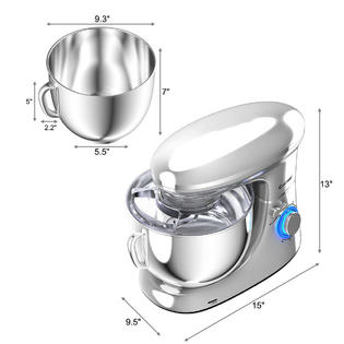 Gymax 6.3 Quart Tilt-Head Food Stand Mixer 6 Speed 660W w/Dough Hook, Whisk Silver